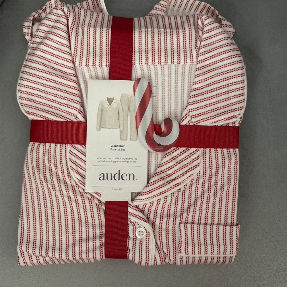 Auden Soft Ribbed Pajama Set Womens Small Red Henley Top Shorts Sleepwear Gift